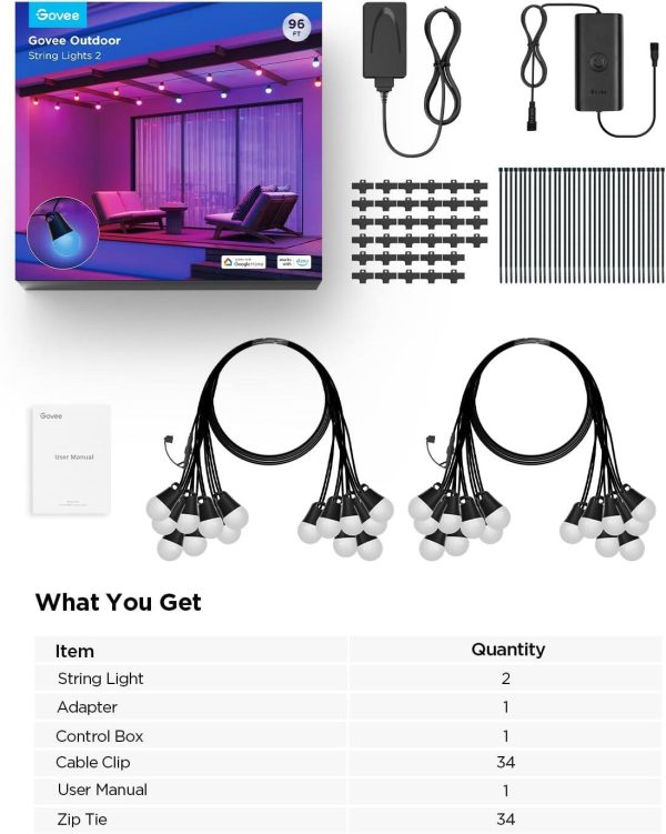 Govee Smart RGBIC Outdoor String Lights Alexa App Control-8