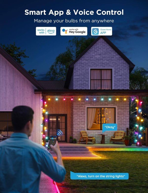 Govee Smart RGBIC Outdoor String Lights Alexa App Control-5