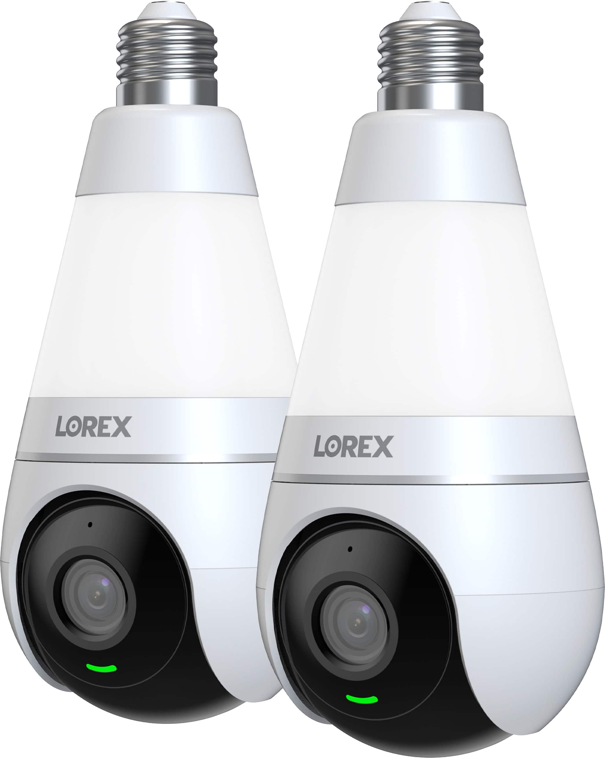 Lorex 2K Smart Lightbulb Camera installed in bedroom lamp showing discreet design