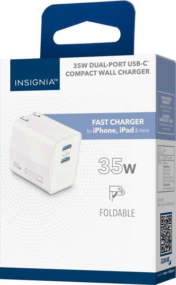 Insignia 35W Dual USB-C Wall Charger Fast Compact Travel-7