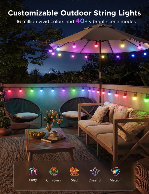 Govee Smart RGBIC Outdoor String Lights Alexa App Control-3