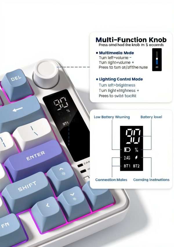 Womier DK75 Wireless Gaming Membrane Keyboard RGB Backlit-3