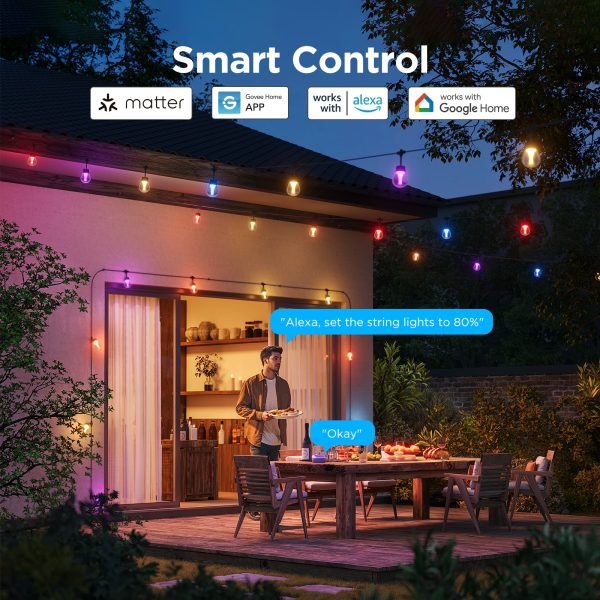 Govee 48ft Outdoor Smart String Lights RGBWIC Colors-3