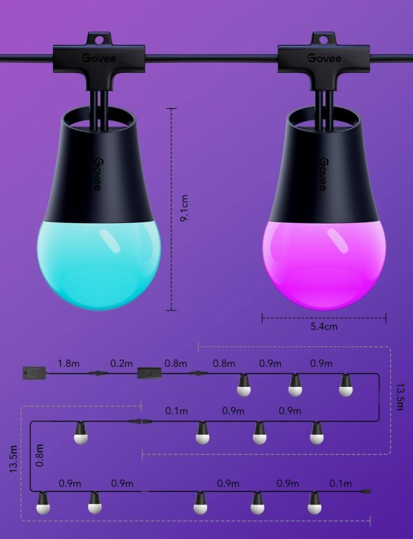 Govee Smart RGBIC Outdoor String Lights Alexa App Control-2