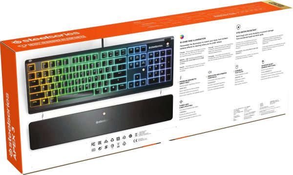 SteelSeries Apex 3 Wired Gaming Keyboard Whisper Quiet RGB-12