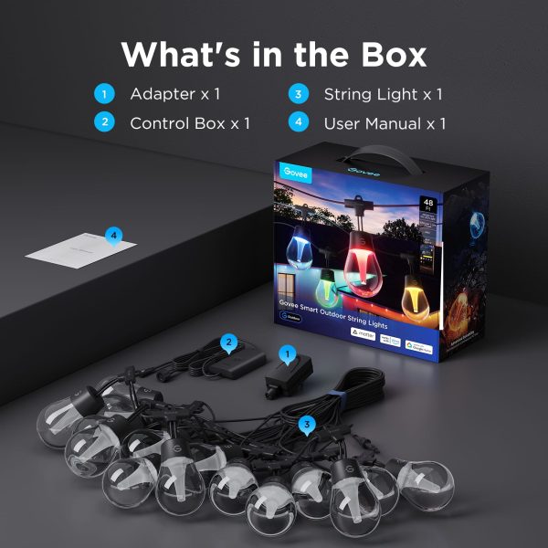 Govee 48ft Outdoor Smart String Lights RGBWIC Colors-8