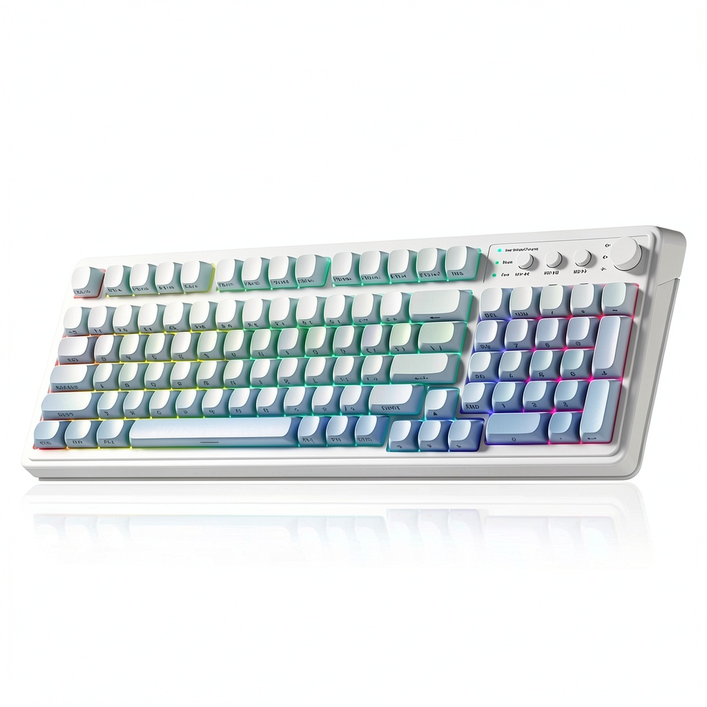 Installing AULA S99 Wireless Gaming Keyboard RGB Membrane 99 Key on a wooden desk