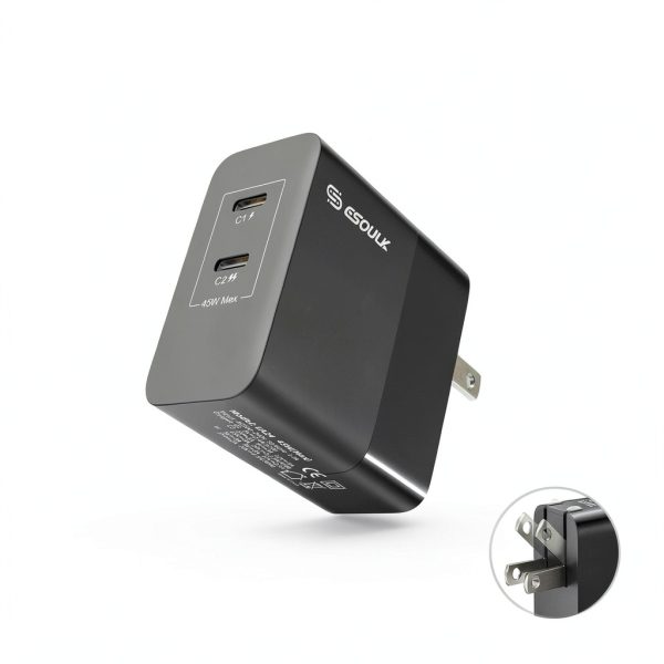 Esoulk 45W PD Fast Wall Charger Dual USB-C Compact Design-6
