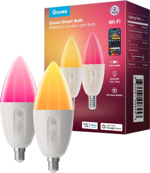 Govee Smart Candle LED Bulb RGBWW Voice Control Music Sync-0