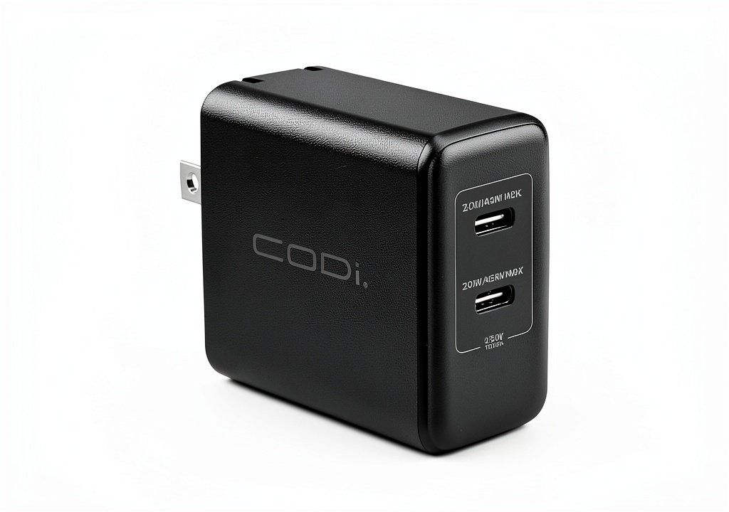 Installing CODi 45W Dual USB‑C Wall Charger PD PPS Fast Charging on a wooden desk