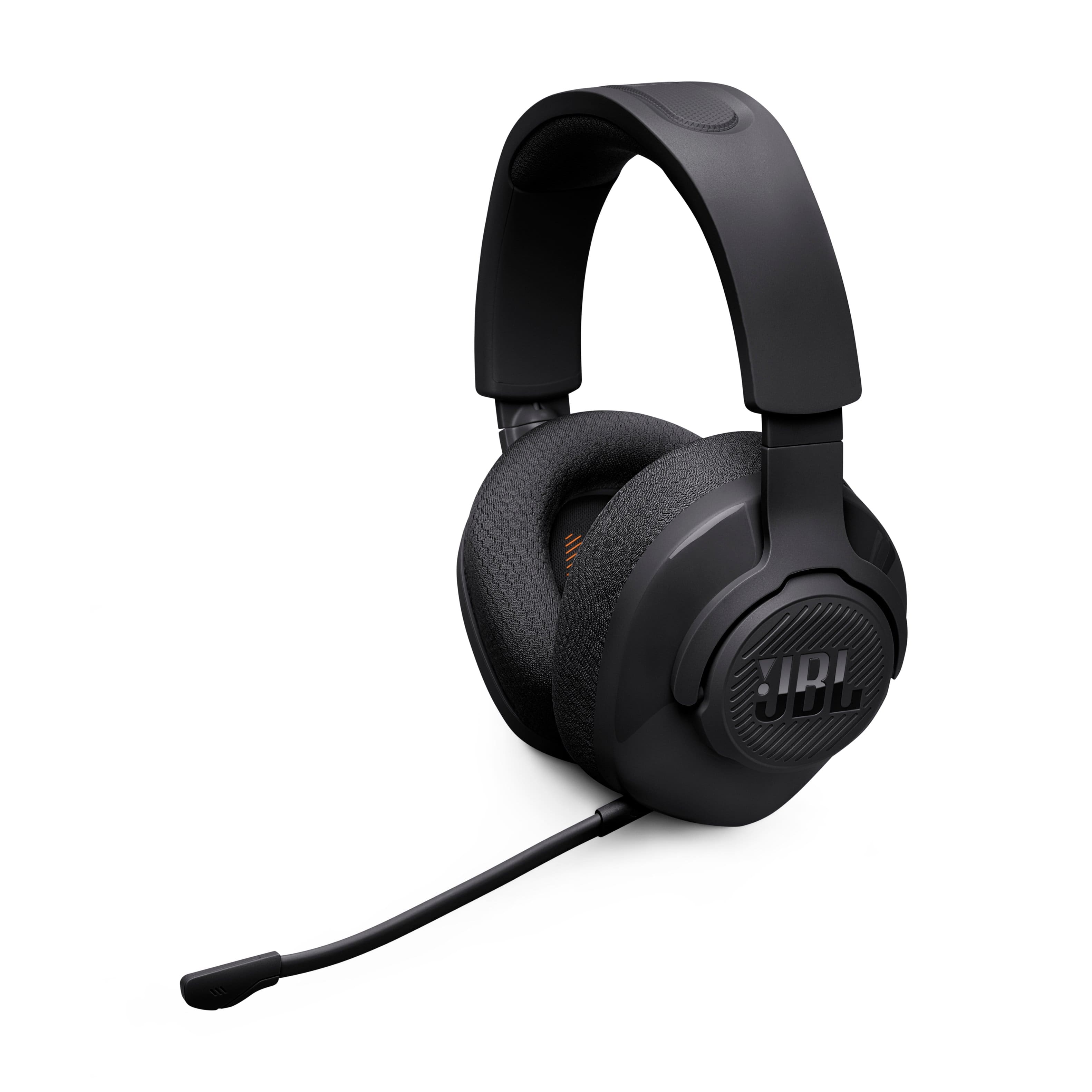 JBL Quantum 360X Wireless headset showing dual connectivity and ear cushions