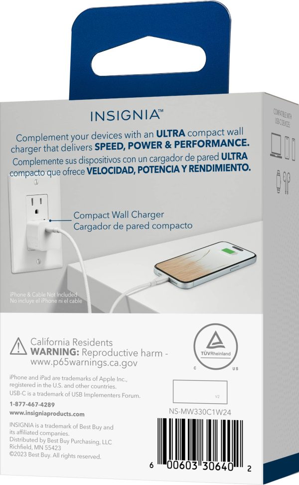 Insignia 30W USB-C Wall Charger Fast Compact Foldable Plug-11