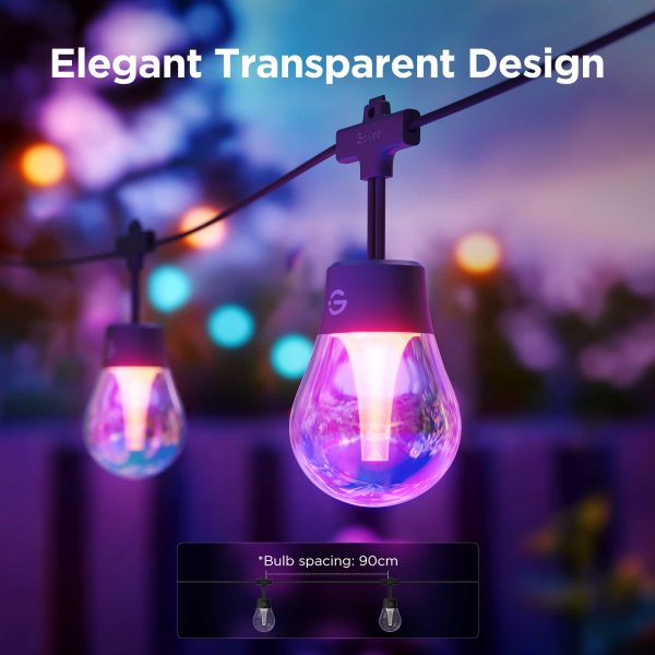 Govee 48ft Outdoor Smart String Lights RGBWIC Colors-4